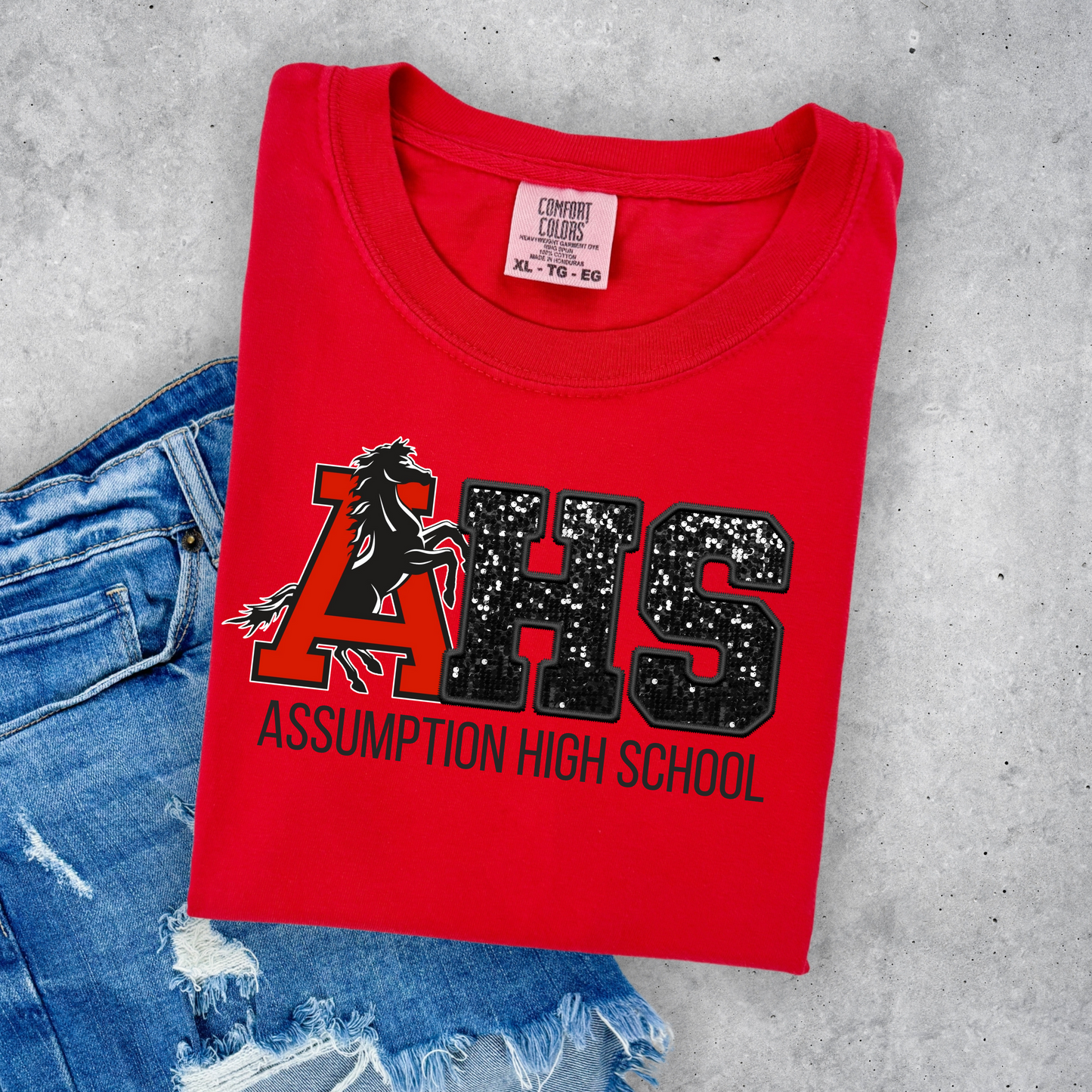 AHS FAUX GLITTER PRINTED TEES AND SWEATSHIRTS