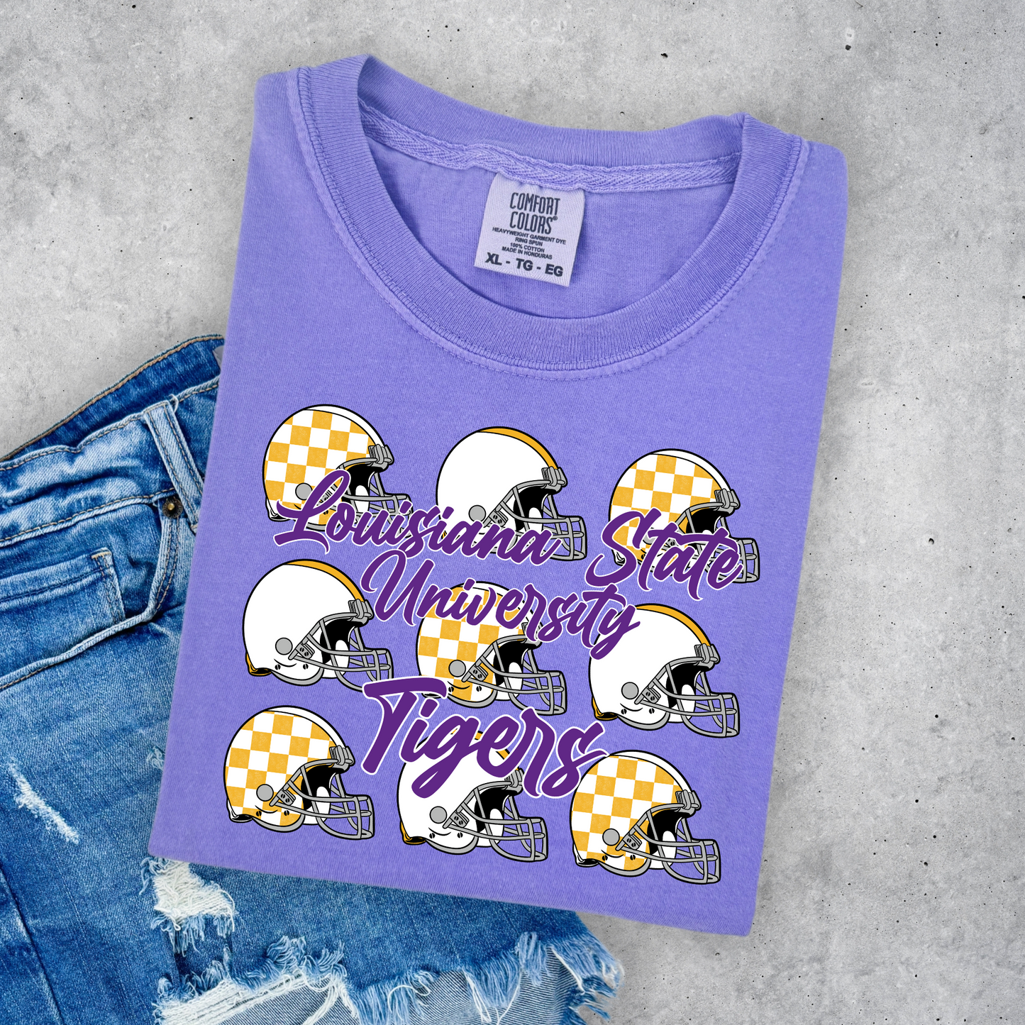 TIGER CHECKERED FOOTBALL HELMETS TEE