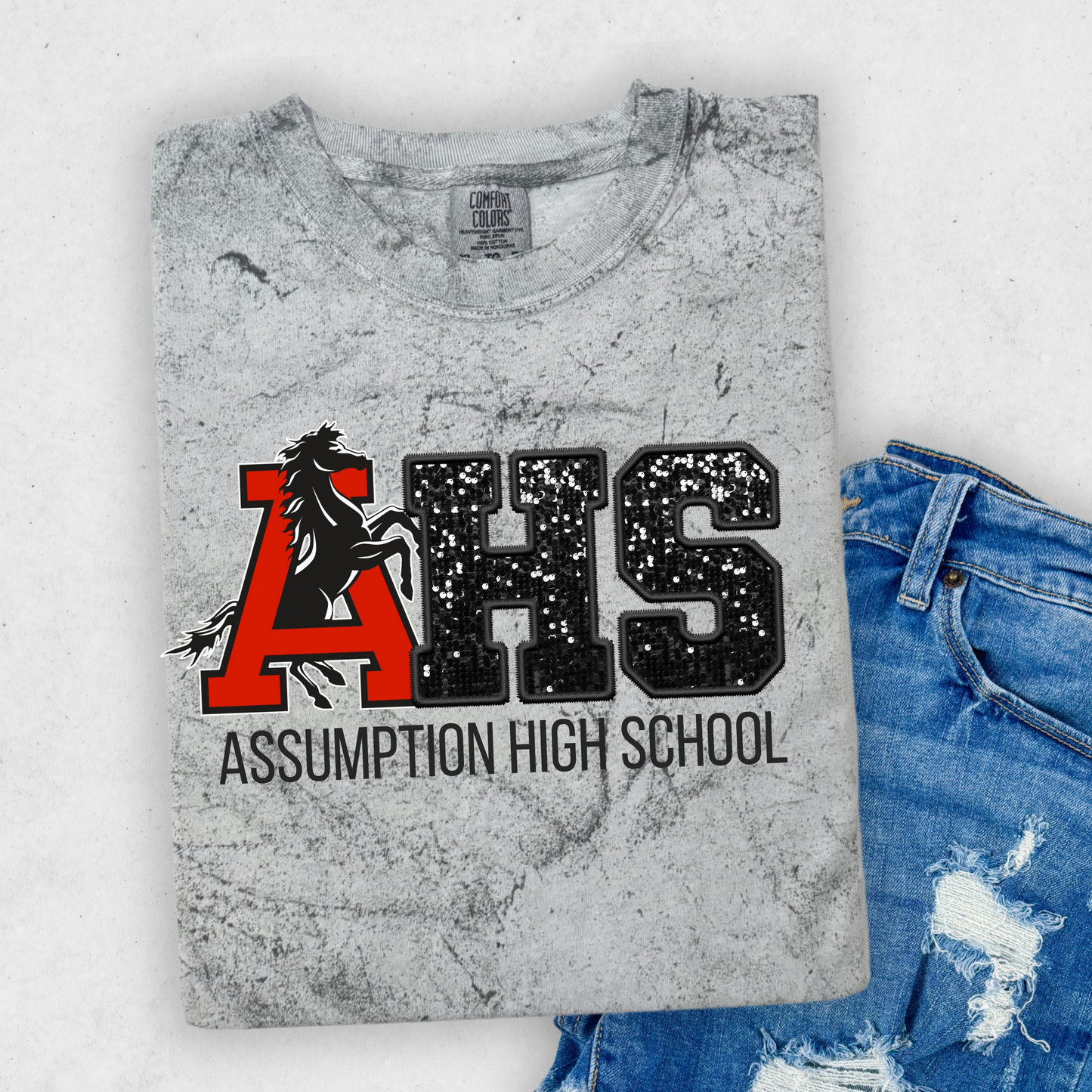 AHS FAUX GLITTER PRINTED TEES AND SWEATSHIRTS