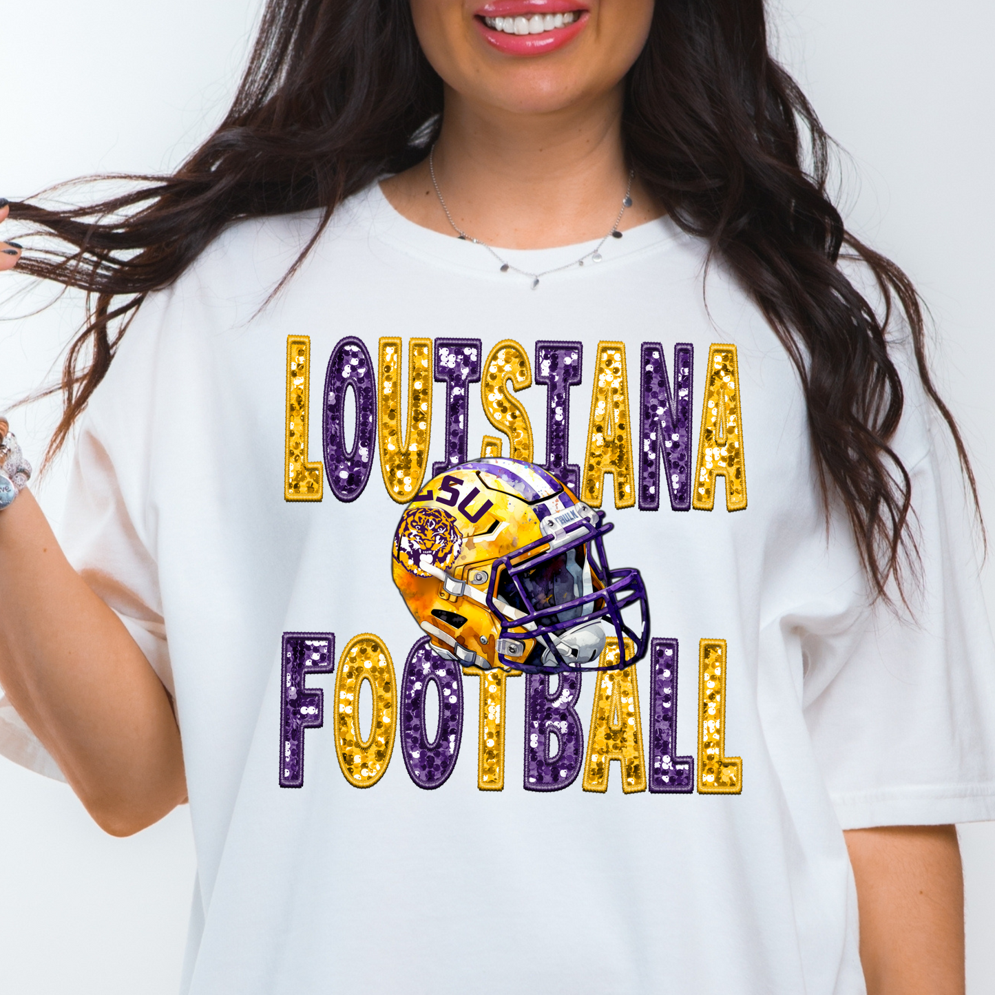 FAUX GLITTER LOUISIANA FOOTBALL TEE
