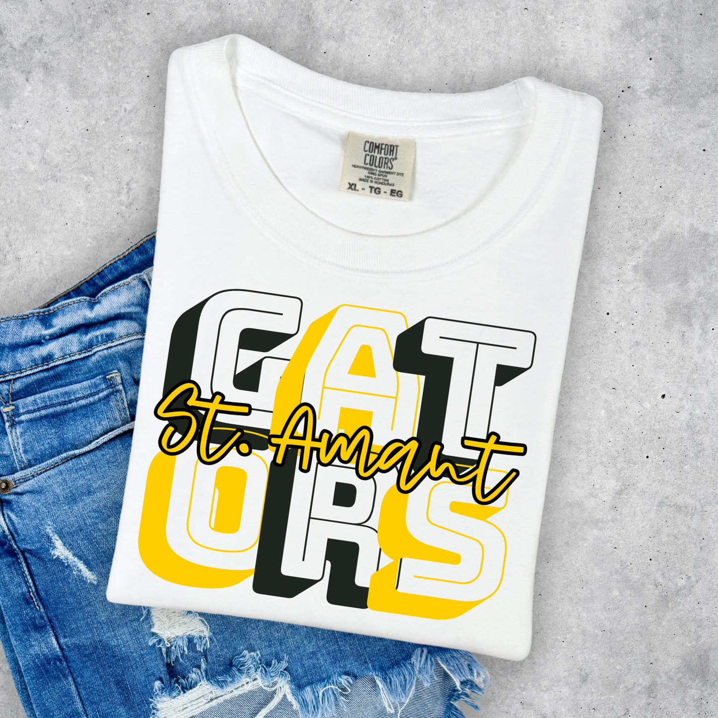 ST. AMANT BLOCK FONT GATORS TEE & SWEATSHIRT