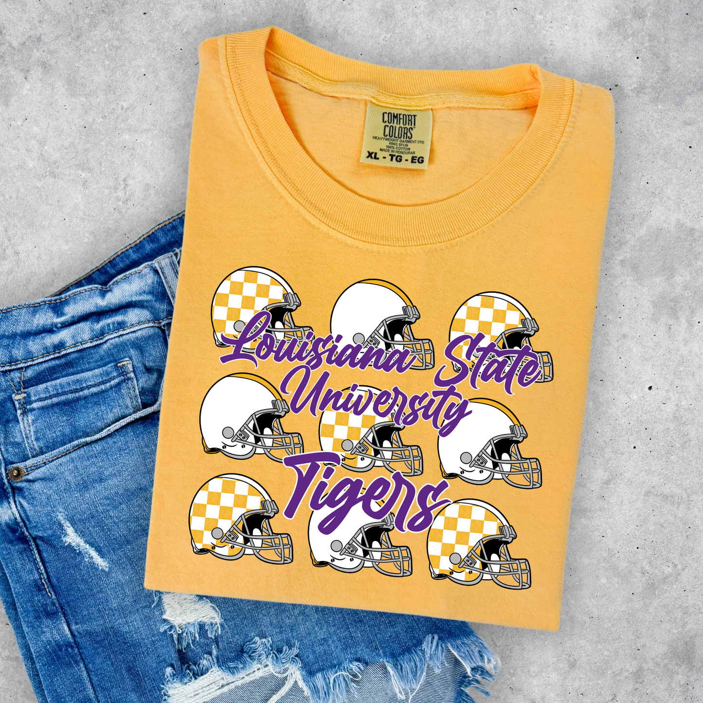 TIGER CHECKERED FOOTBALL HELMETS TEE