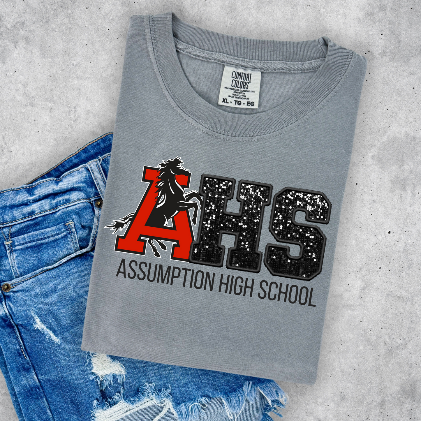 AHS FAUX GLITTER PRINTED TEES AND SWEATSHIRTS
