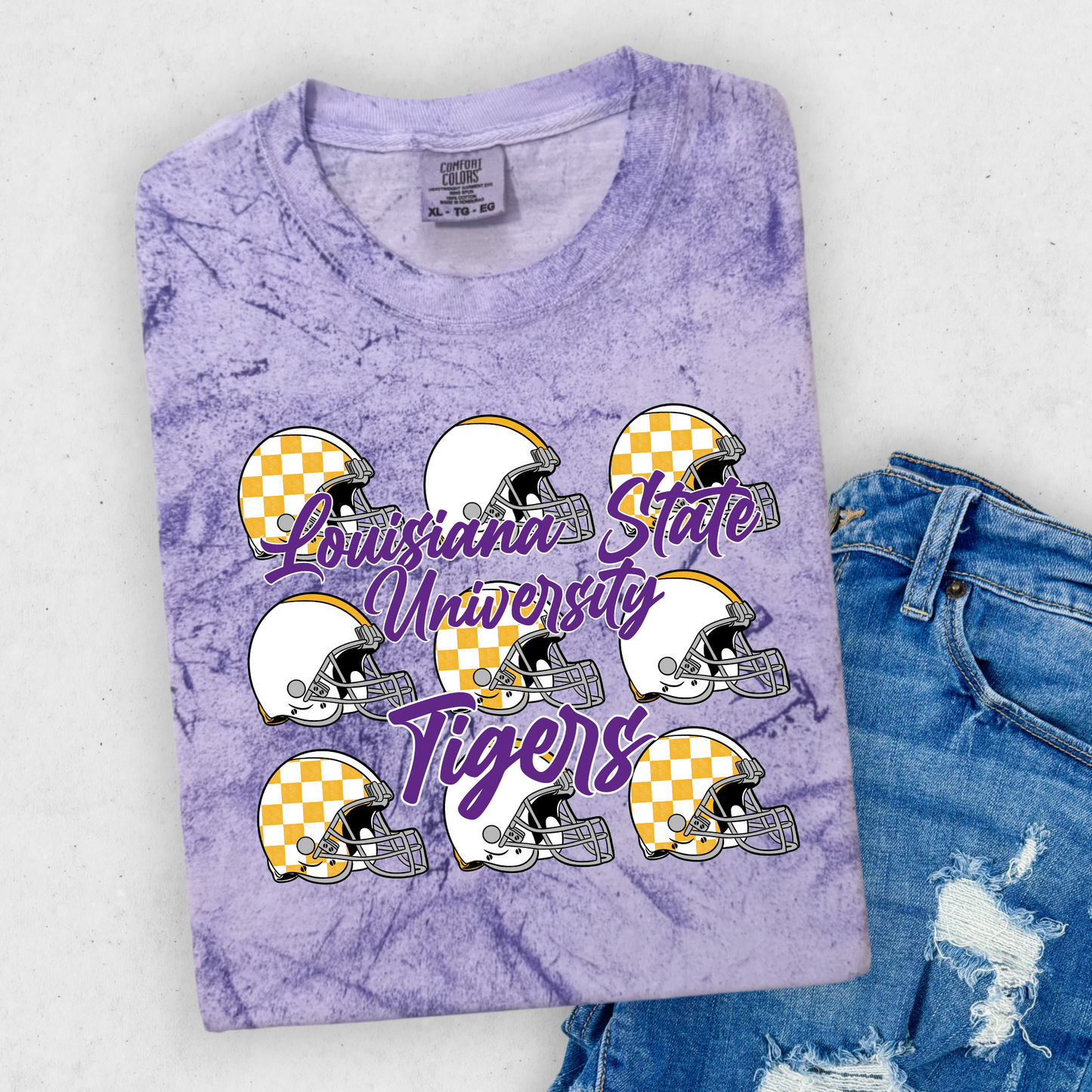TIGER CHECKERED FOOTBALL HELMETS TEE