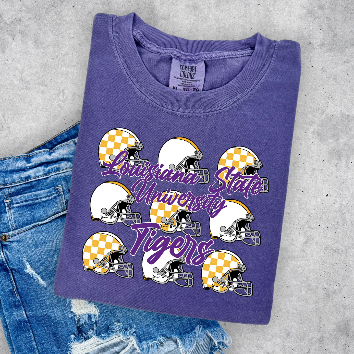 TIGER CHECKERED FOOTBALL HELMETS TEE