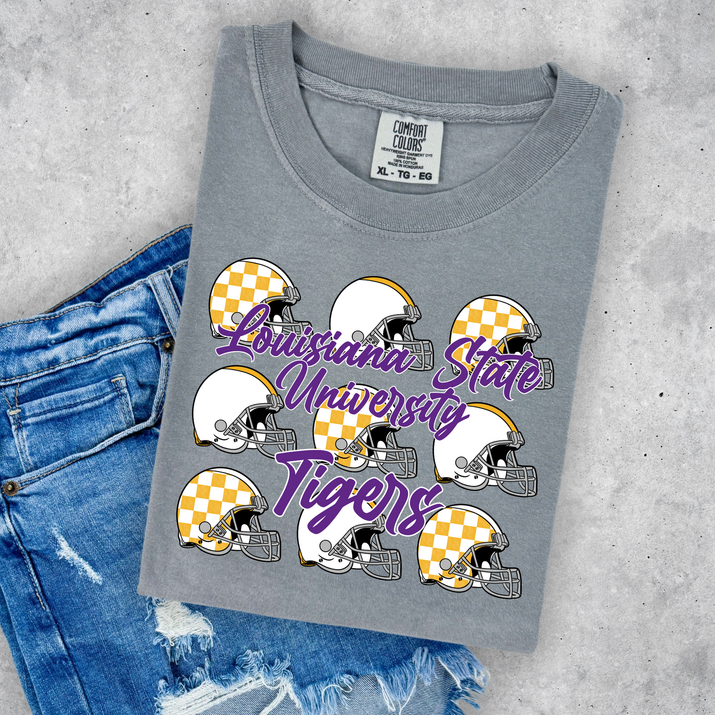 TIGER CHECKERED FOOTBALL HELMETS TEE