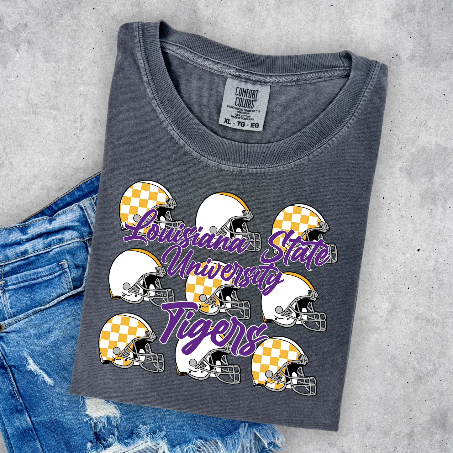 TIGER CHECKERED FOOTBALL HELMETS TEE