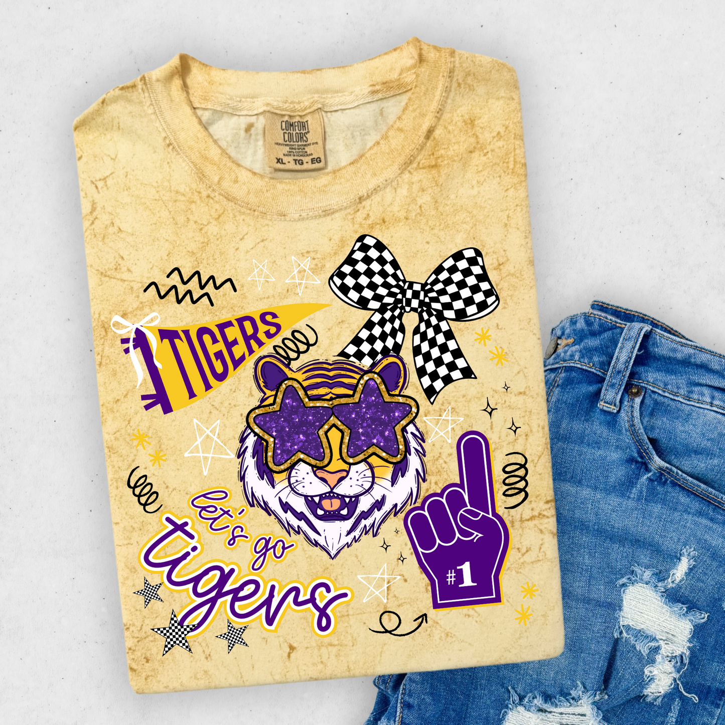 FAUX GLITTER LET'S GO TIGERS TEE