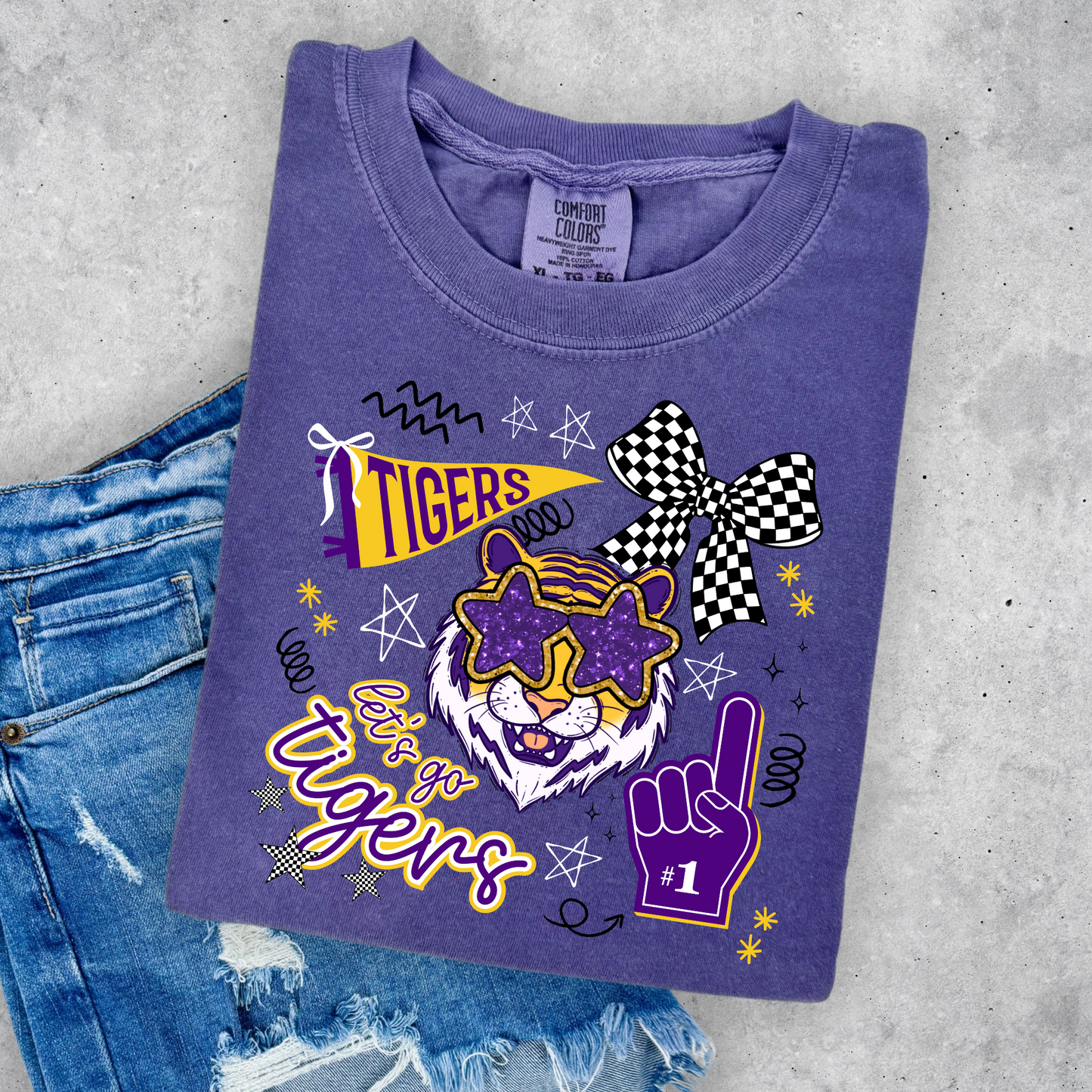 FAUX GLITTER LET'S GO TIGERS TEE