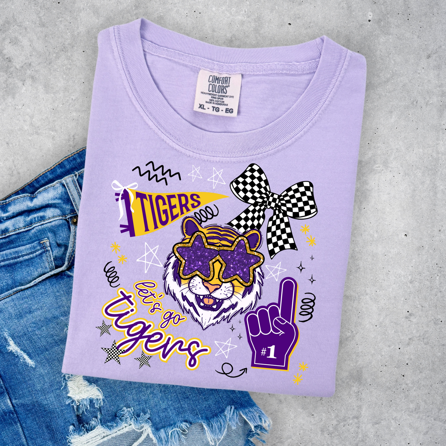FAUX GLITTER LET'S GO TIGERS TEE
