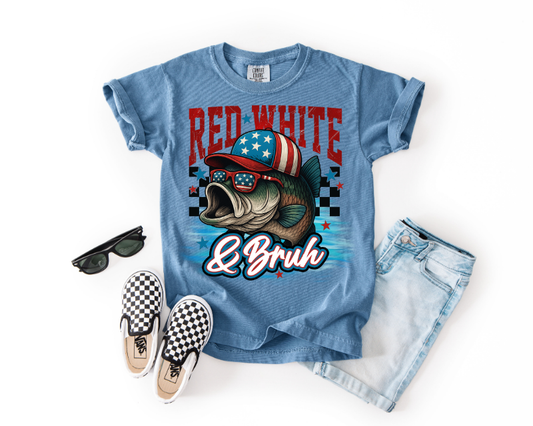 YOUTH RED, WHITE AND BRUH COMFORT COLORS TEE