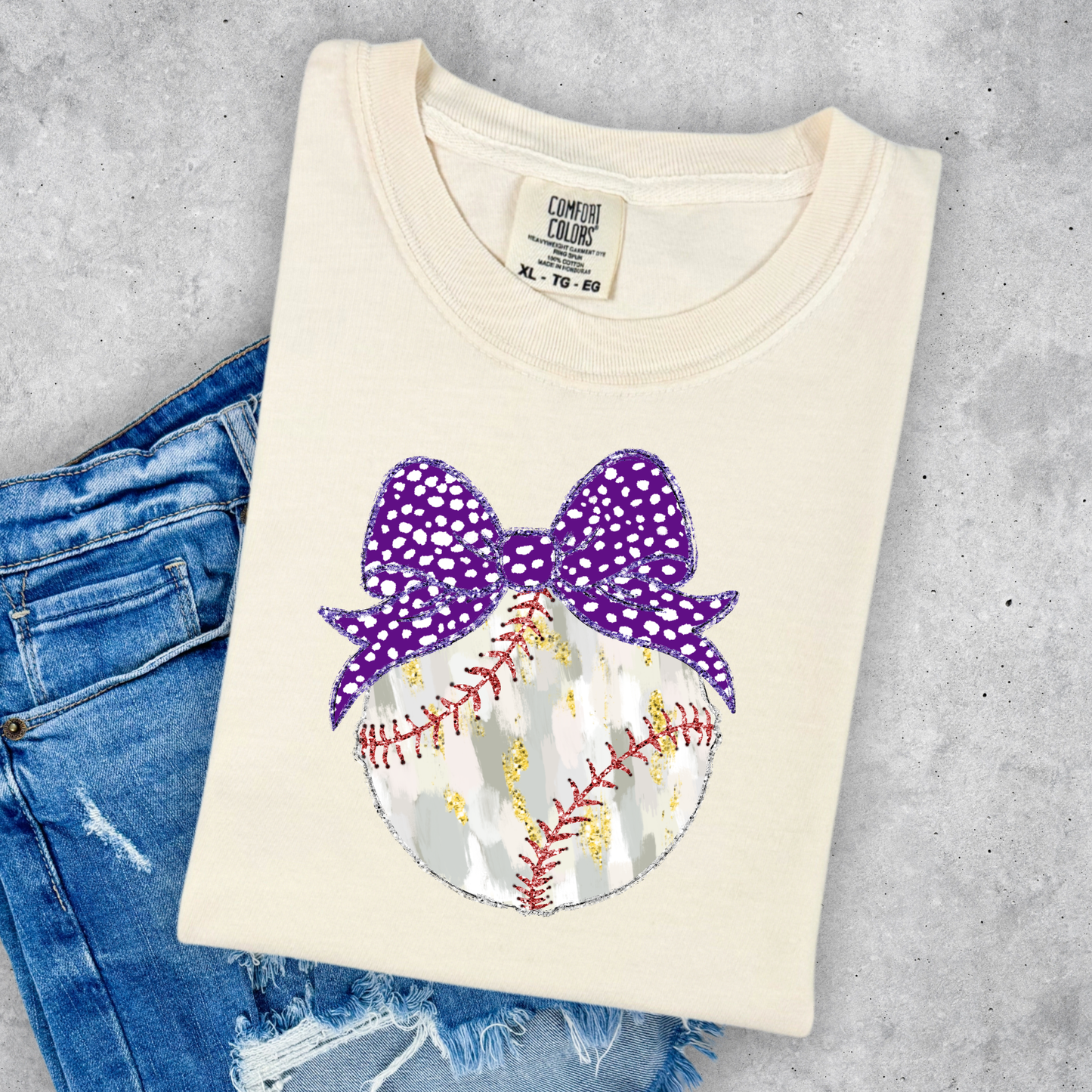 CUTEBASEBALL WITH BOW COMFORT COLORS