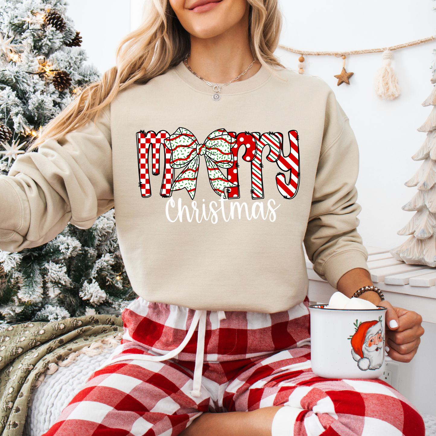 CHRISTMAS TREE CAKE BOW *MERRY CHRISTMAS* SWEATSHIRTS (5 COLORS)