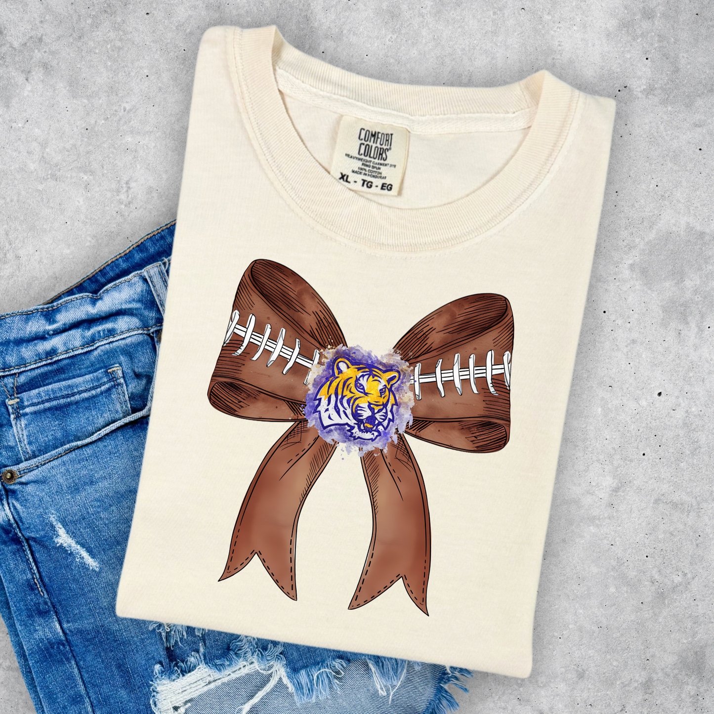 TIGERS FOOTBALL BOW TEE