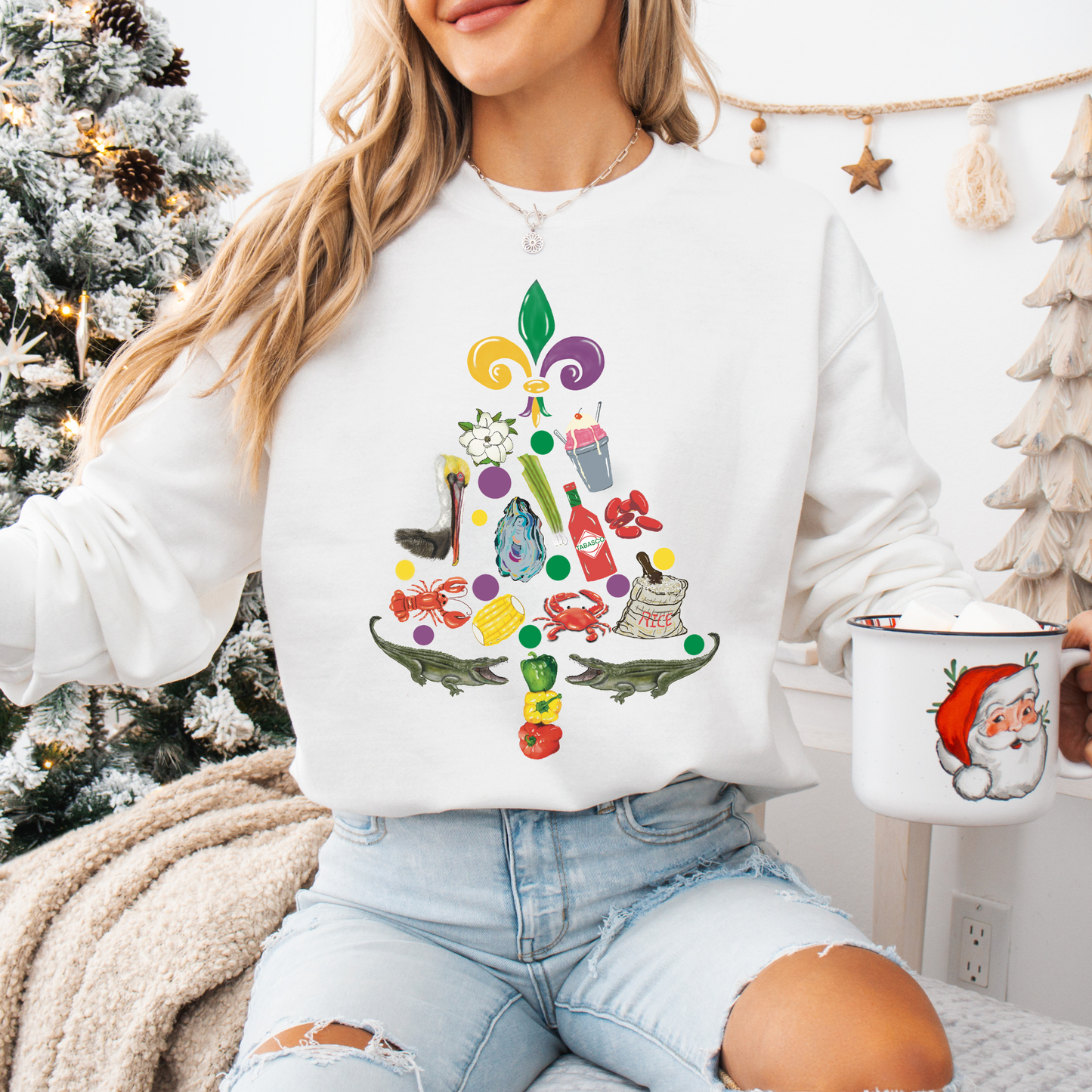 CAJUN CHRISTMAS TREE TEES AND SWEATSHIRTS