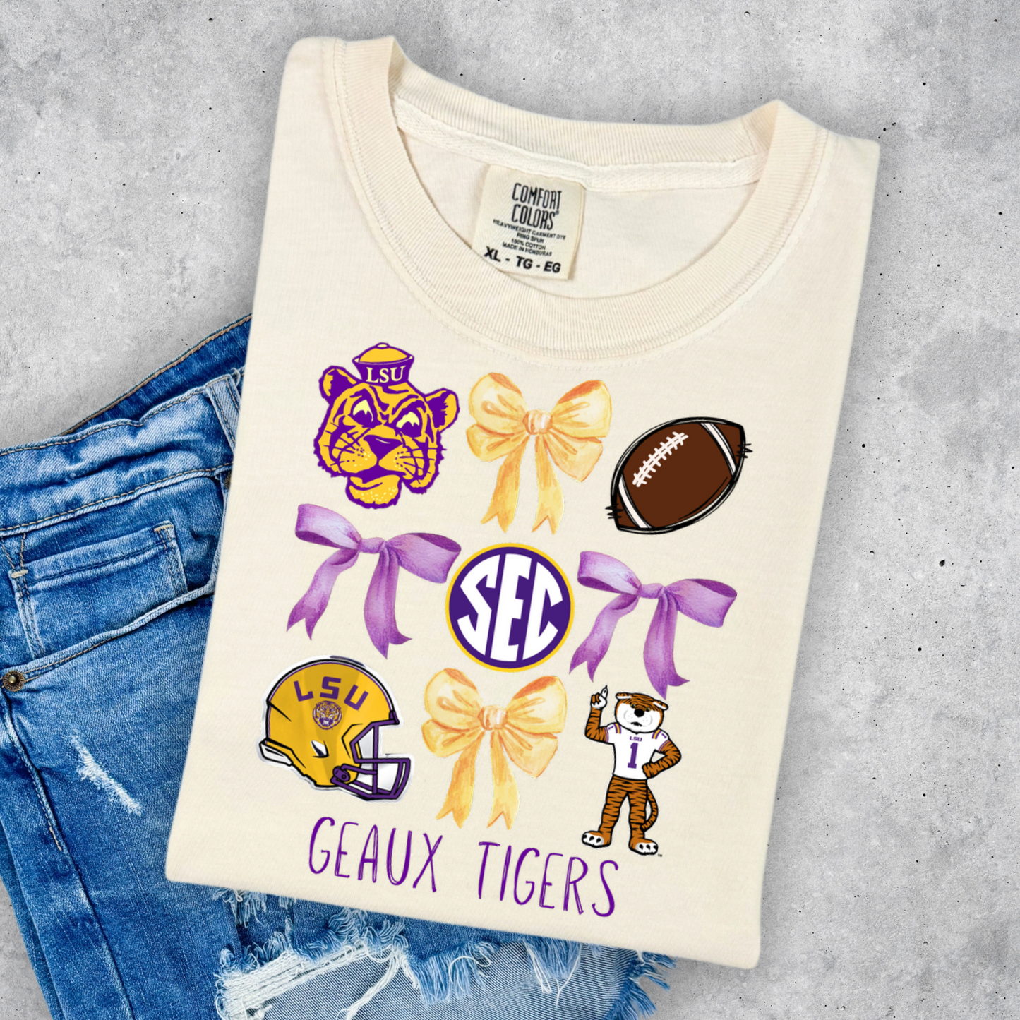GEAUX TIGERS COQUETTE BOW TEE