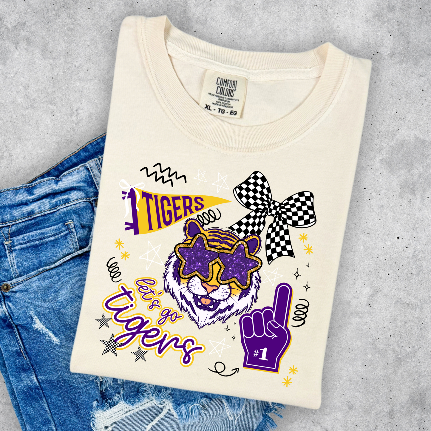 FAUX GLITTER LET'S GO TIGERS TEE