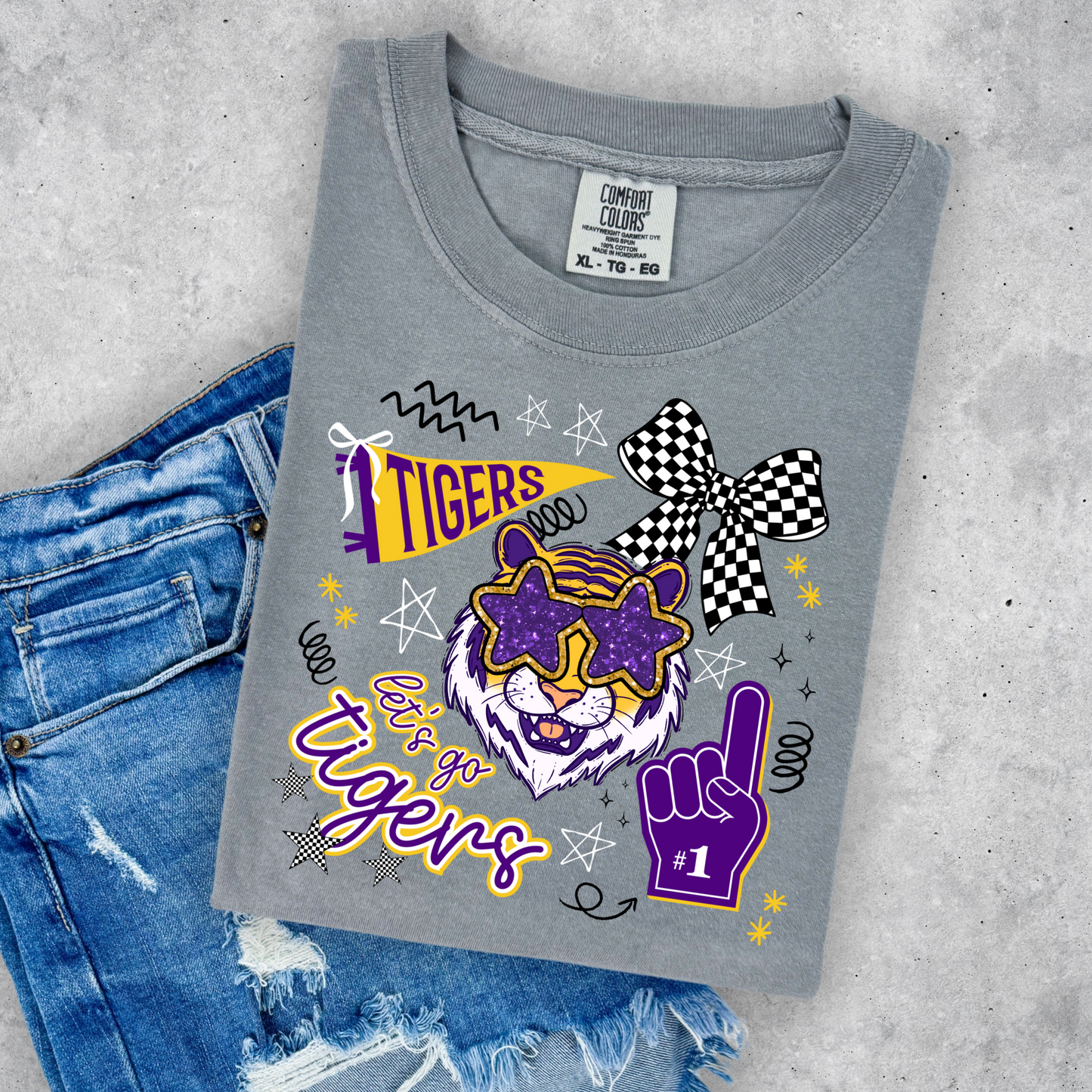 FAUX GLITTER LET'S GO TIGERS TEE