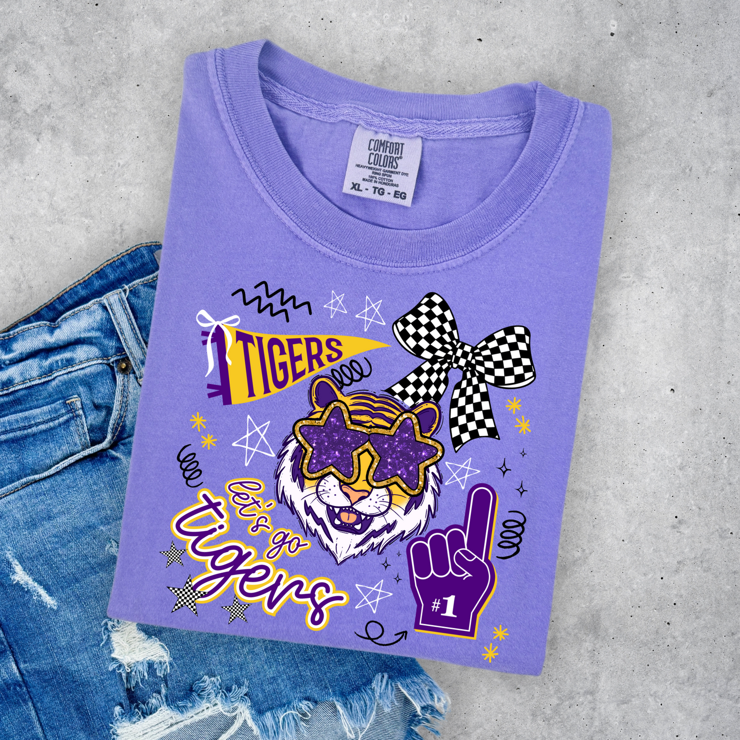 FAUX GLITTER LET'S GO TIGERS TEE