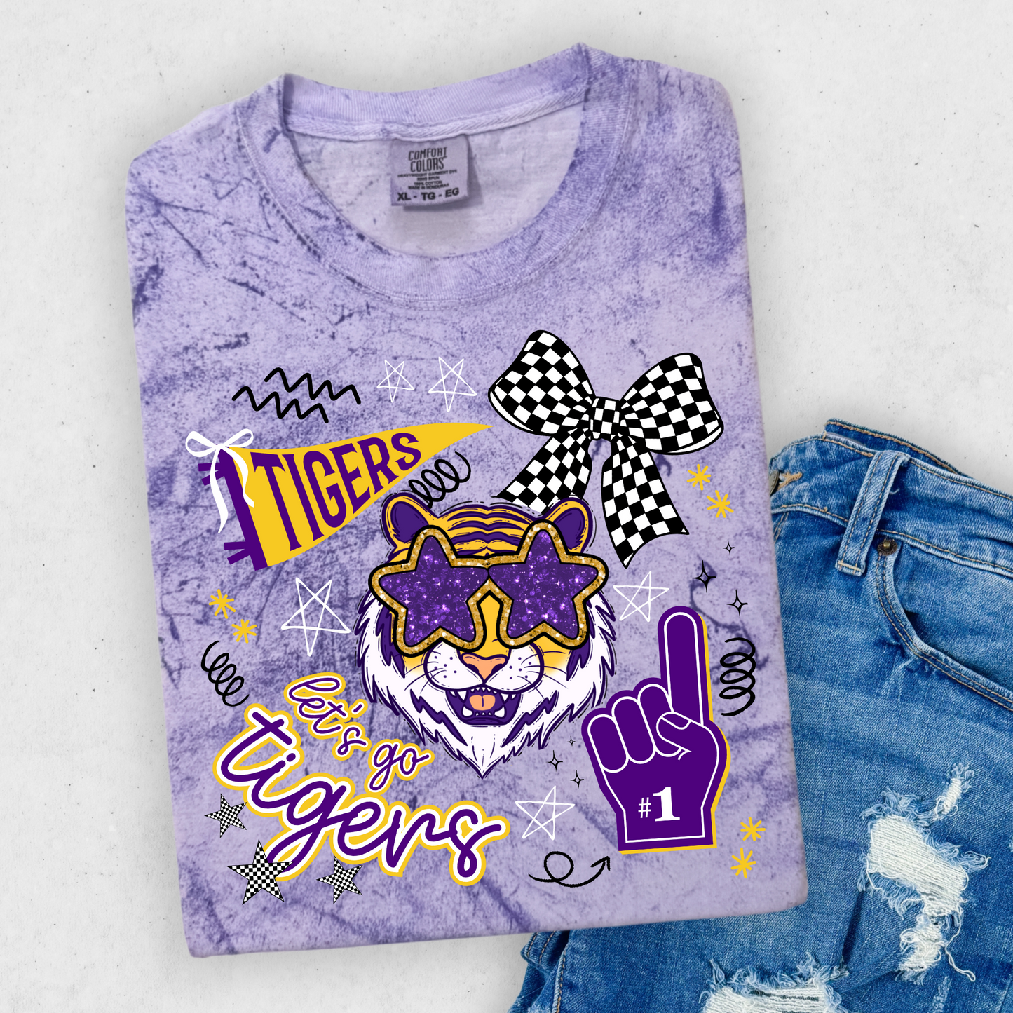 FAUX GLITTER LET'S GO TIGERS TEE