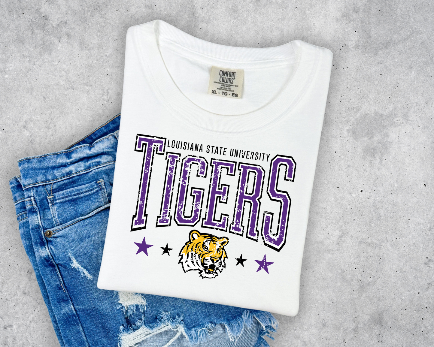 TIGERS DISSTRESSED COMFORT COLORS TEES