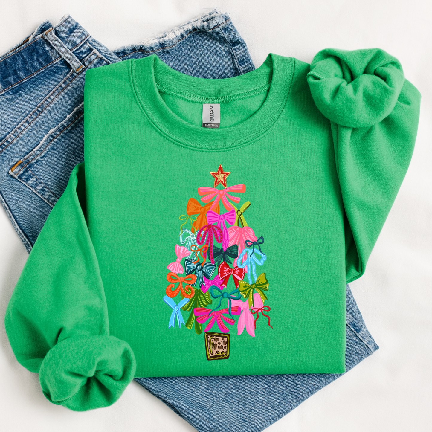 CUTE BOW CHRISTMAS TREE SHORT SLEEVE TEEES, LONG SLEEVE & SWEATSHIRTS