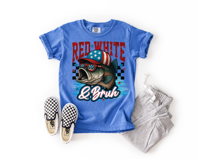 YOUTH RED, WHITE AND BRUH COMFORT COLORS TEE