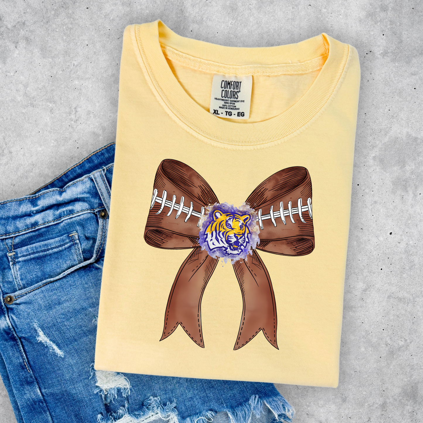 TIGERS FOOTBALL BOW TEE