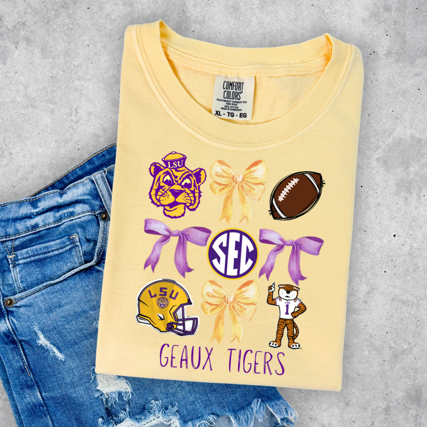 GEAUX TIGERS COQUETTE BOW TEE