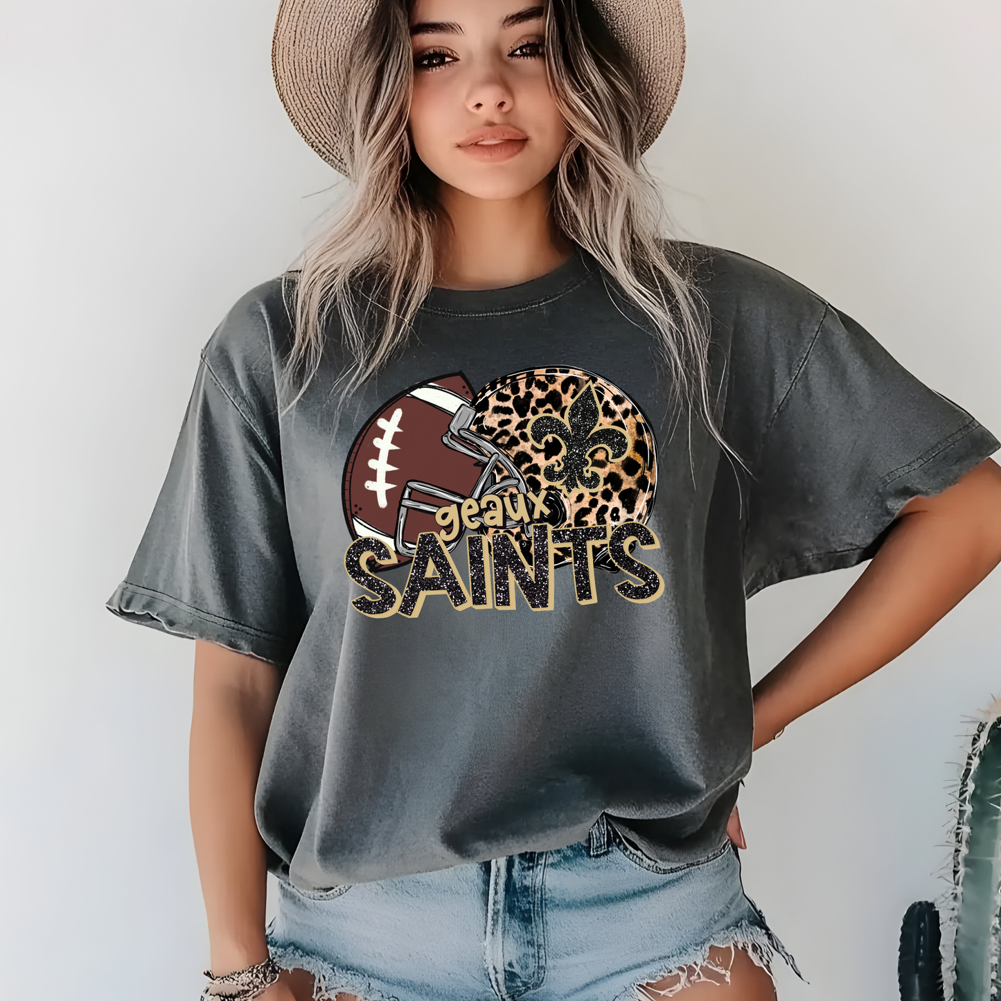 FAUX GLITTER GEAUX SAINTS PRINTED TEES