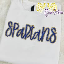 11 INCH CURSIVE SPARTANS READY TO PRESS SEQUIN PATCH
