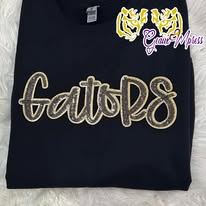 11 INCH GATORS CURSIVE READY TO PRESS SEQUIN PATCH