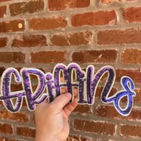 11 INCH CURSIVE GRIFFINS READY TO PRESS SEQUIN PATCH