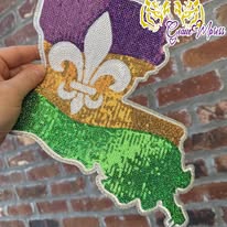10 INCH LA STATE READY TO PRESS SEQUIN PATCH