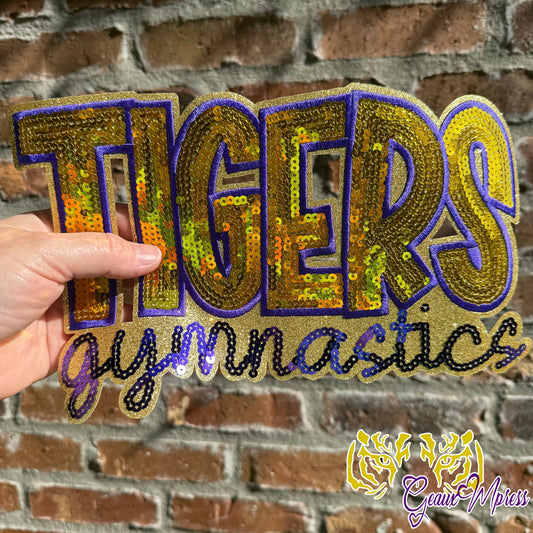 11 INCH SEQUIN TIGER GYMNASTICS PATCH