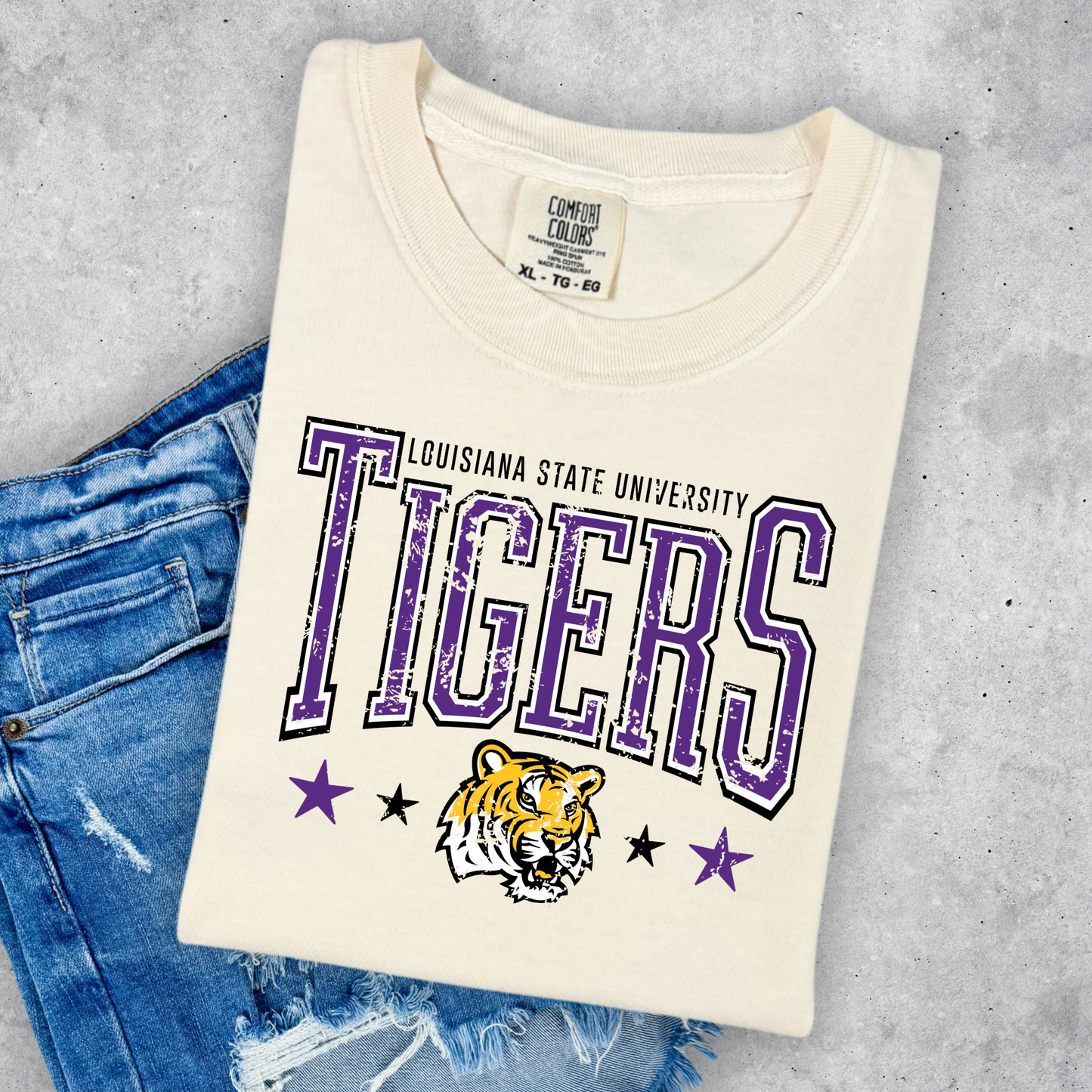 TIGERS DISSTRESSED COMFORT COLORS TEES
