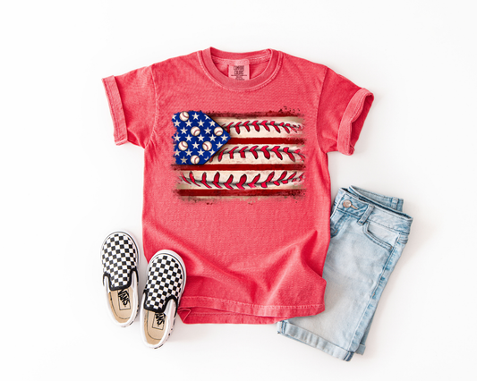 YOUTH COMFORT COLORS BASEBALL PATRIOTIC FLAG