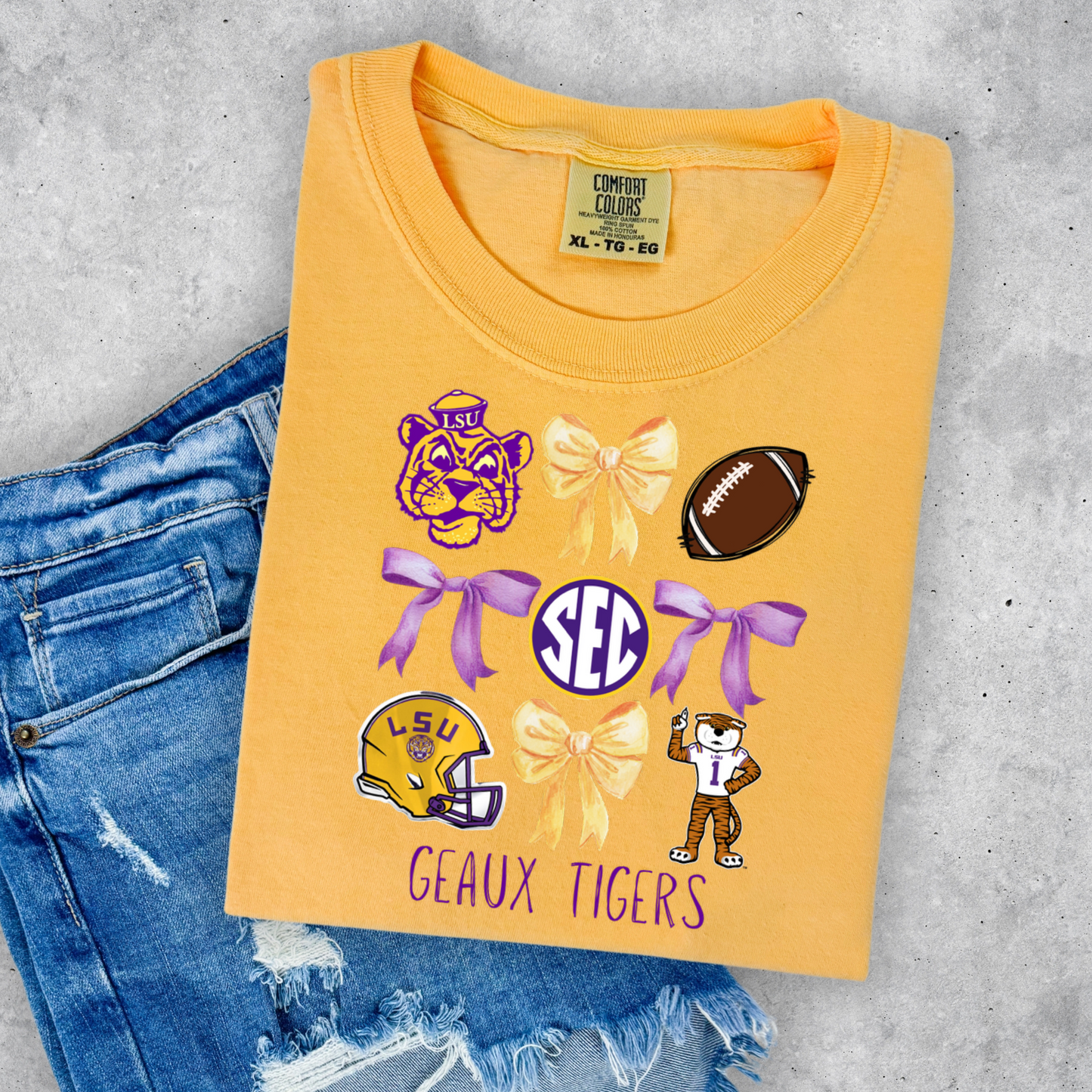 GEAUX TIGERS COQUETTE BOW TEE