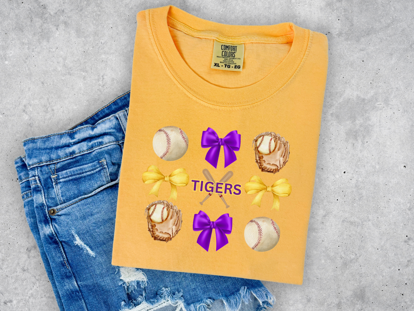 CUTE TIGERS BASEBALL COMFORT COLORS TEE