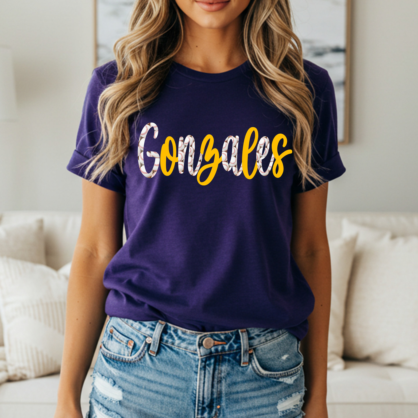 GONZALES BASEBALL POLKA-DOT MASCOT PURPLE TEAM