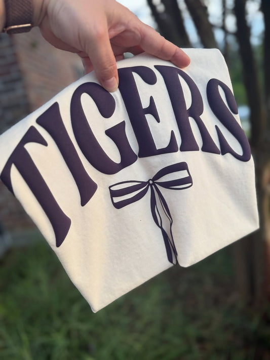 PURPLE TIGERS PUFF COMFORT COLORS IVORY TEE