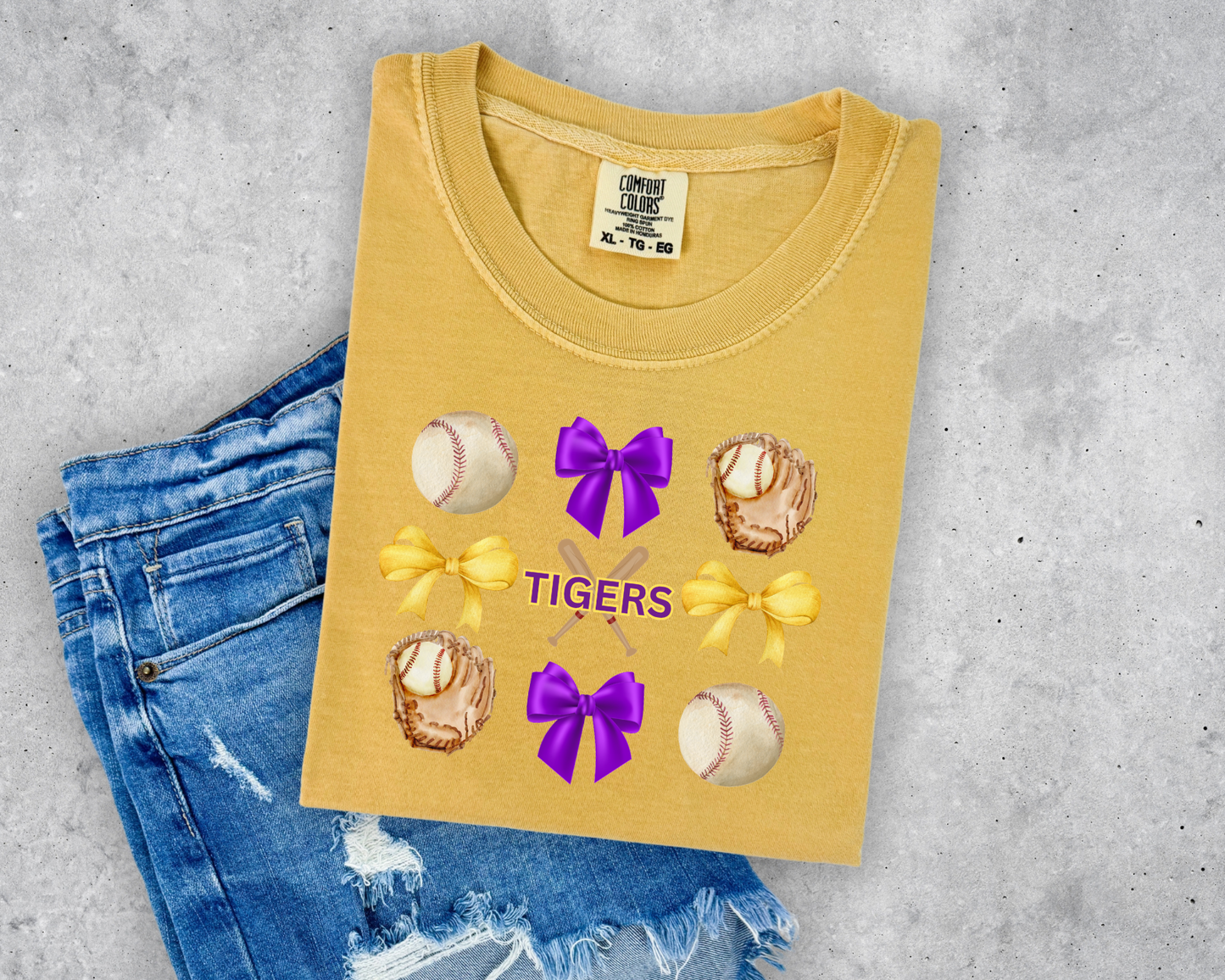 CUTE TIGERS BASEBALL COMFORT COLORS TEE