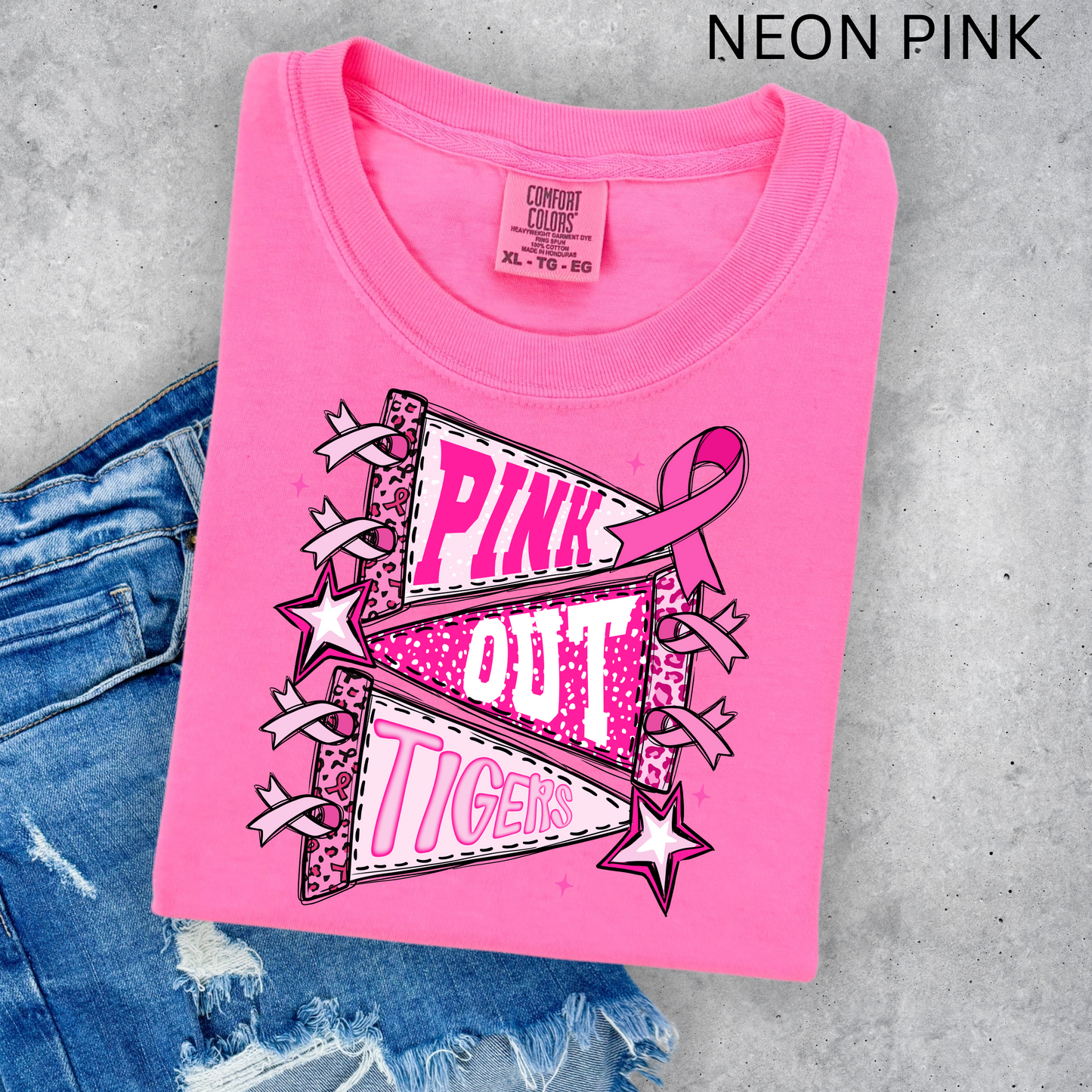 PINK OUT TIGERS COMFORT COLORS TEES