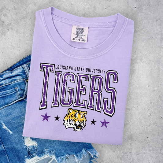 TIGERS DISSTRESSED COMFORT COLORS TEES