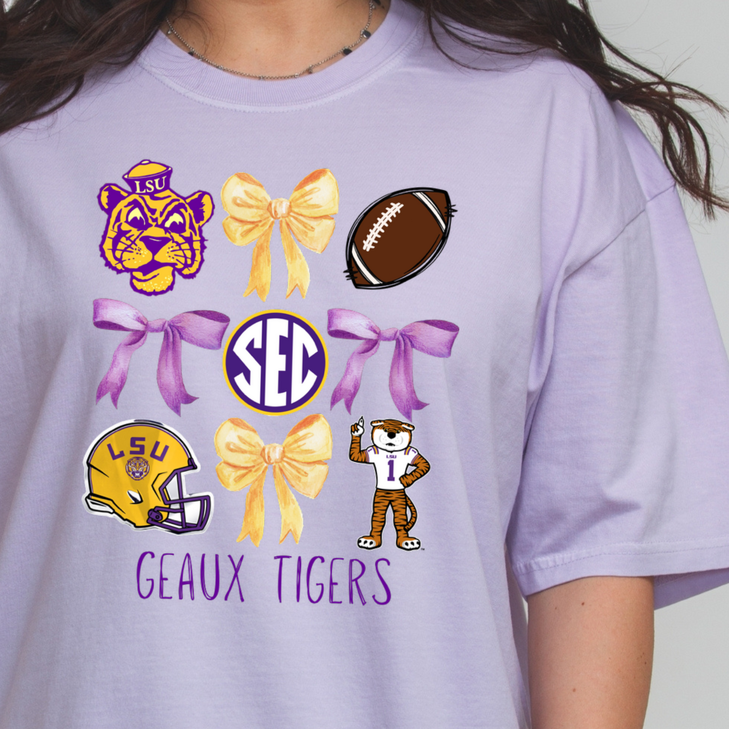 GEAUX TIGERS COQUETTE BOW TEE