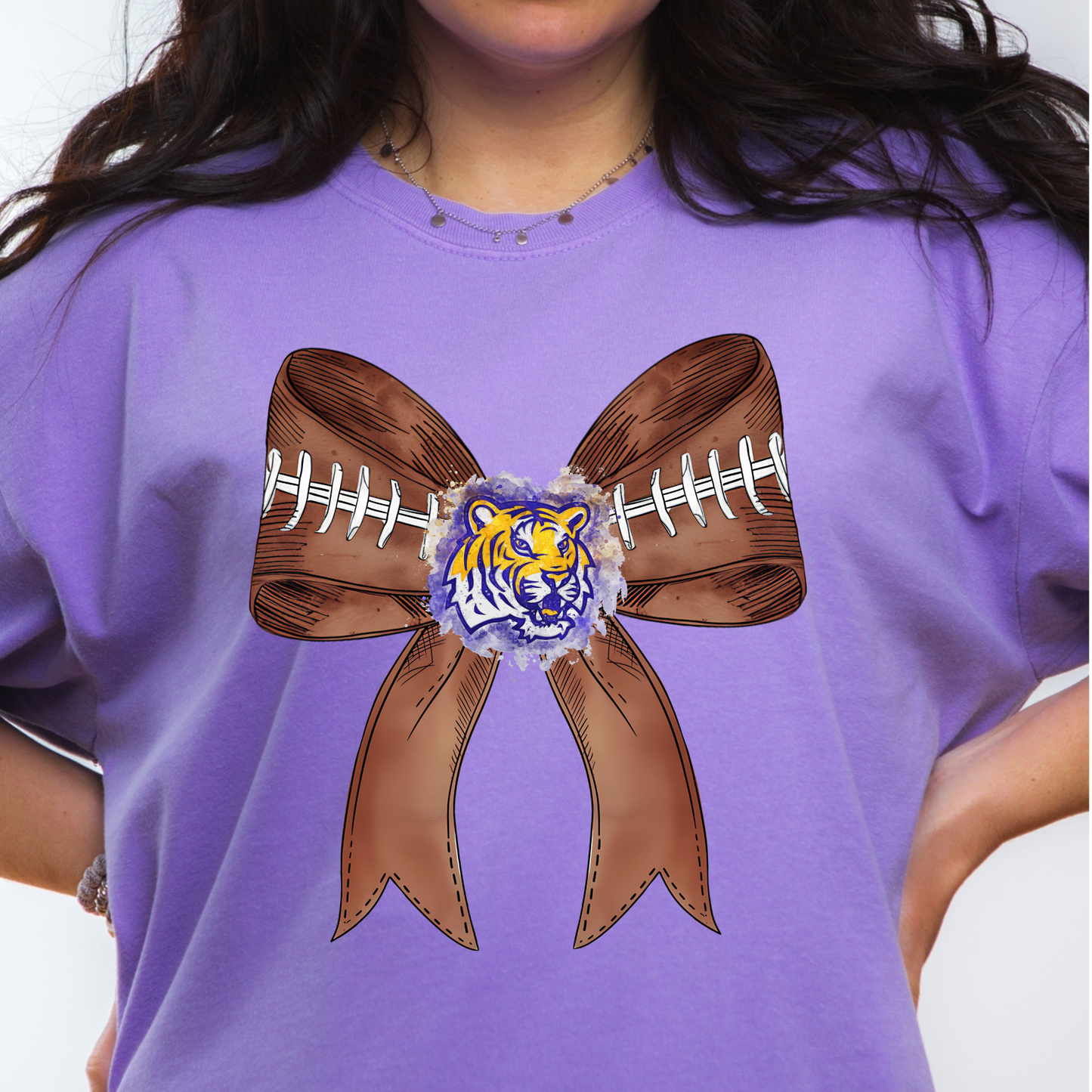TIGERS FOOTBALL BOW TEE