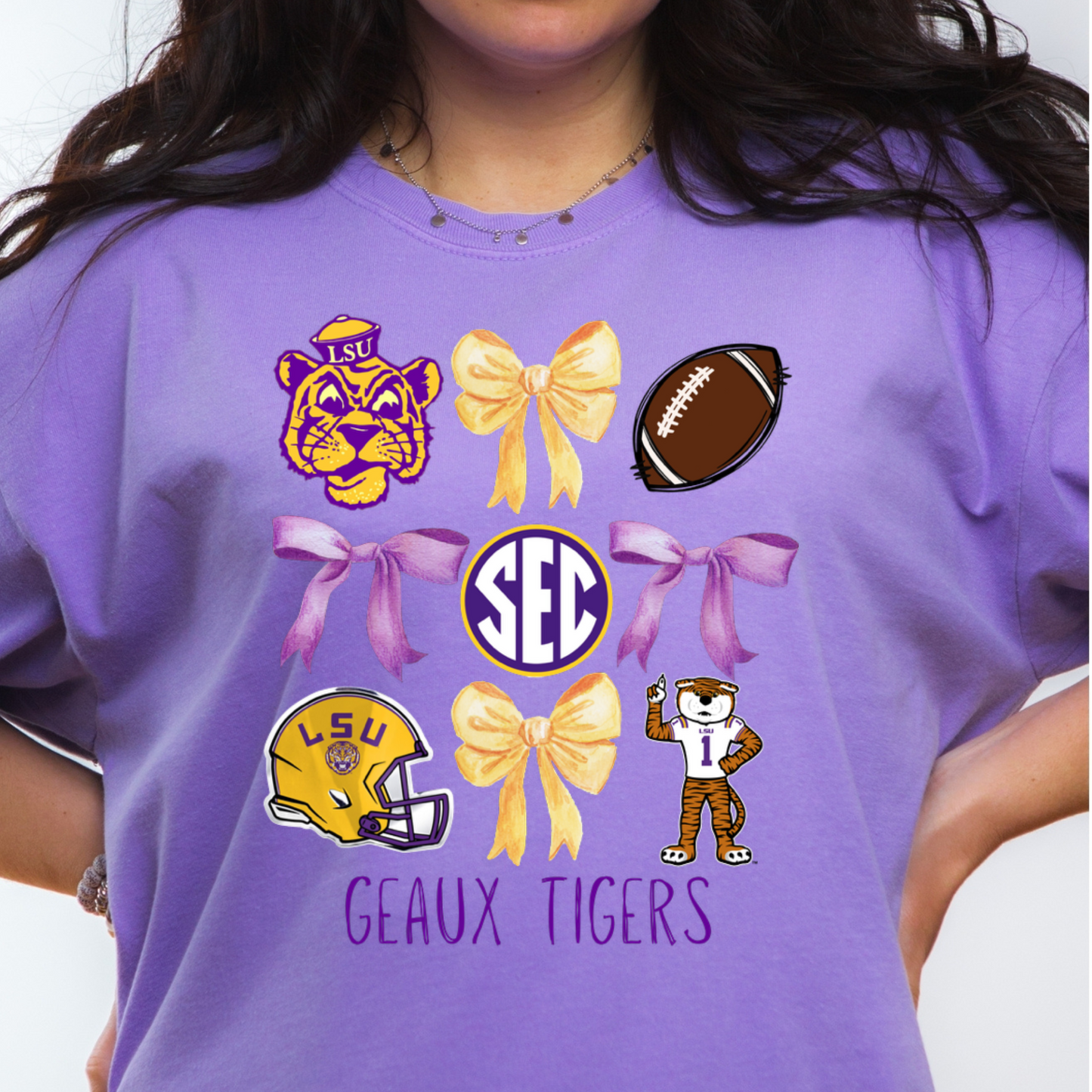 GEAUX TIGERS COQUETTE BOW TEE