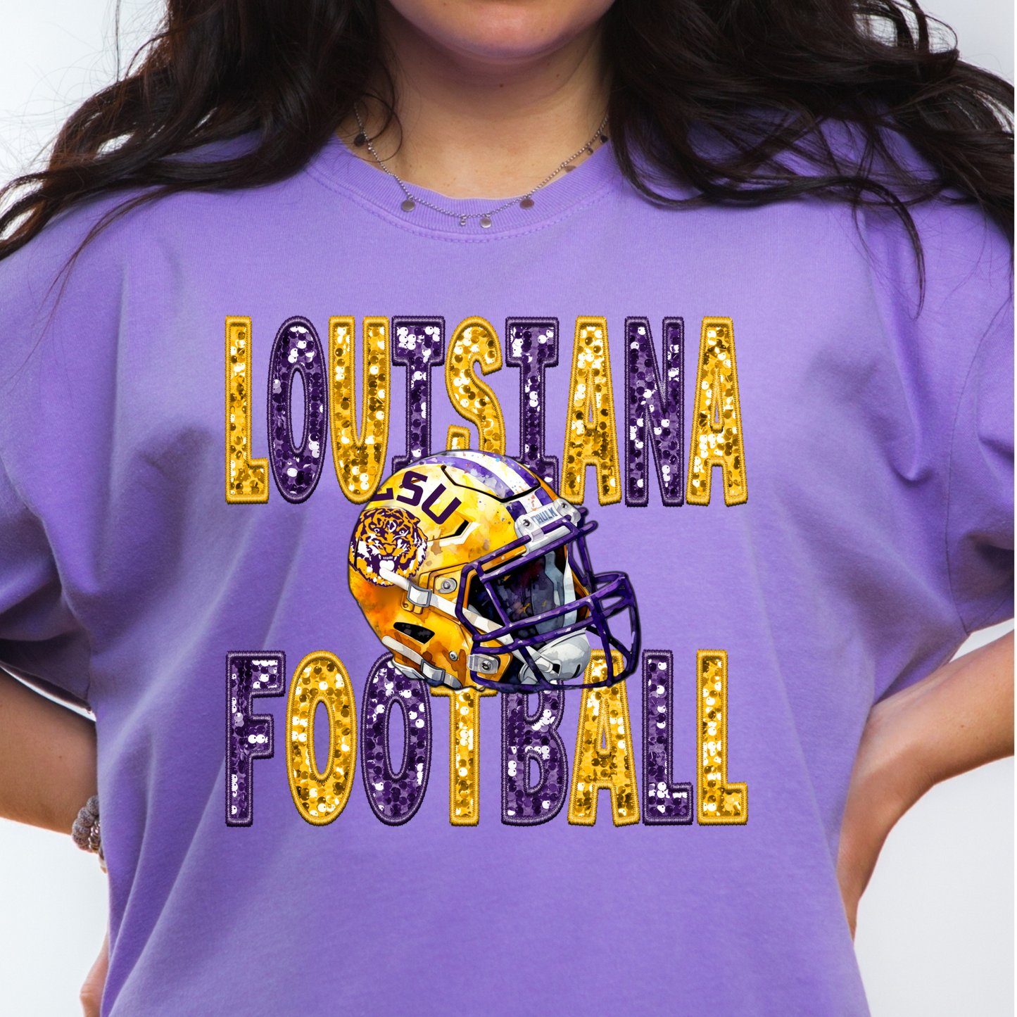 FAUX GLITTER LOUISIANA FOOTBALL TEE