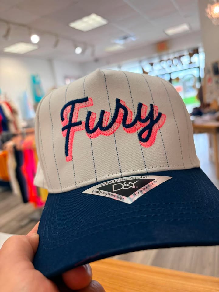 CURSIVE SHADOW FONT CUSTOM PIN STRIPE BASEBALL CAP