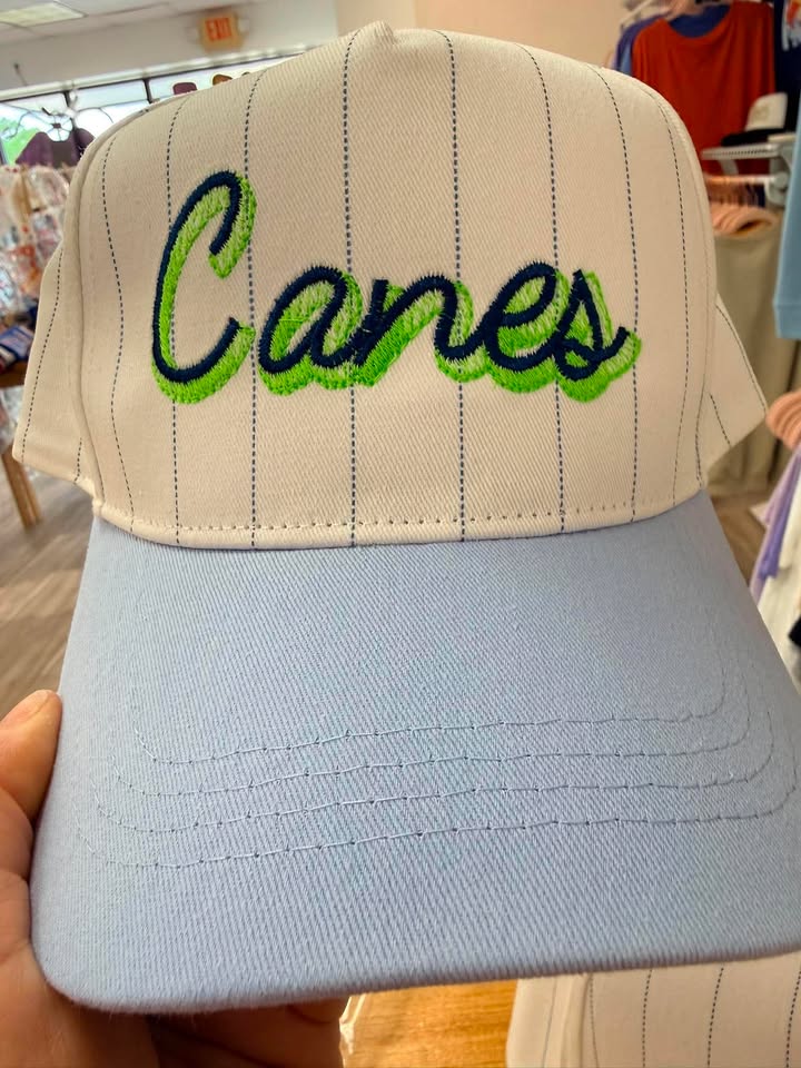 CURSIVE SHADOW FONT CUSTOM PIN STRIPE BASEBALL CAP